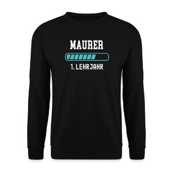 Maurer Ausbildung 1 Lehrjahr 1. Ausbildungsjahr - Unisex Pullover - Schwarz - Vorne - Alina (178cm) & Michal (187cm)