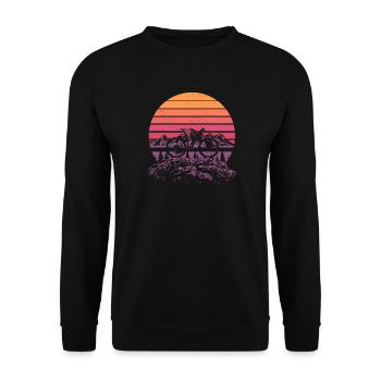 Retro MTB Mountain Bike Alps Sunset Trail Bike - Unisex Sweatshirt - black - Front - Alina (178cm) & Michal (187cm)