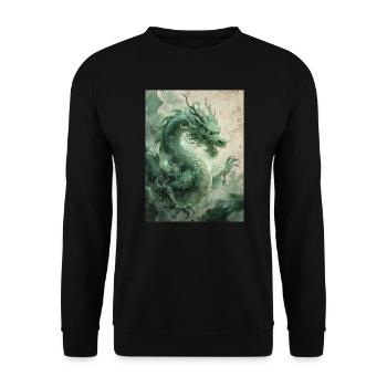 The Ruler of the East: The Azure Dragon (Qinglong) - Unisex Sweatshirt - black - Front - Alina (178cm) & Michal (187cm)