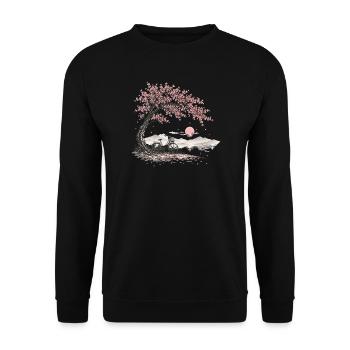 Kirschblüte Kirschbaum Fahrrad Hollandrad Japan - Unisex Pullover - Schwarz - Vorne - Alina (178cm) & Michal (187cm)