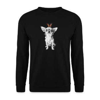 Chihuahua Butterfly Street Art Motif - Unisex Sweatshirt - black - Front - Alina (178cm) & Michal (187cm)