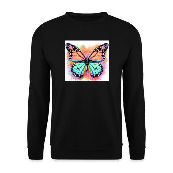 butterfly - Unisex Sweatshirt - black - Front - Alina (178cm) & Michal (187cm)
