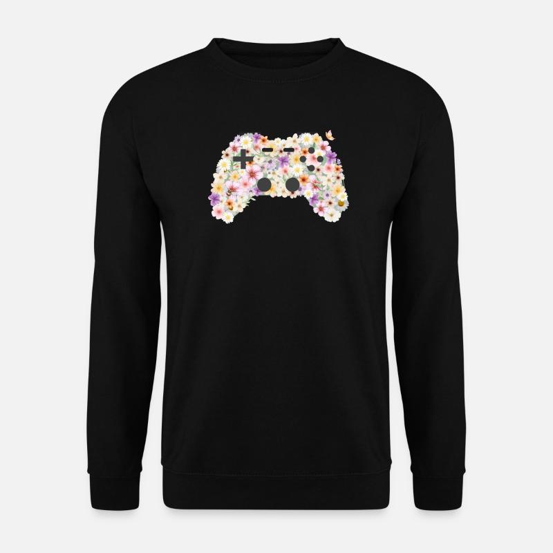 Floral Gamepad: Blütenkunst Controller - Unisex Pullover - Schwarz