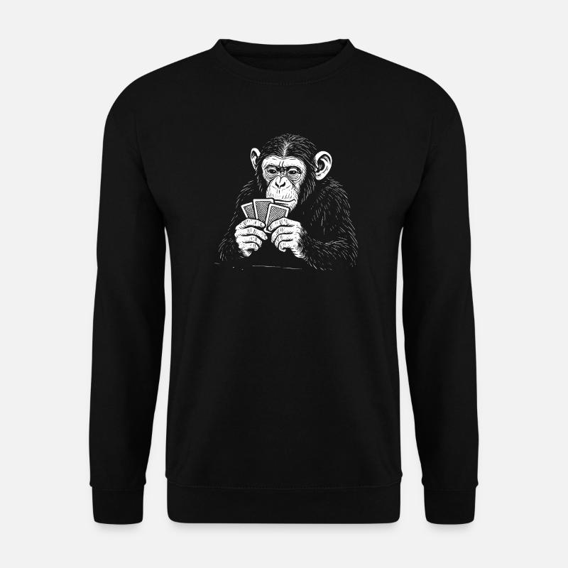Schimpansespielkarten - Unisex Pullover - Schwarz