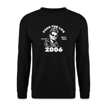 20th Birthday Pogo for life since 06/2006 - Unisex Sweatshirt - black - Front - Alina (178cm) & Michal (187cm)