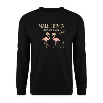 Malle Diven Beach Club Flamingo Mallorca Party  - Unisex Pullover - Schwarz - Vorne - Alina (178cm) & Michal (187cm)