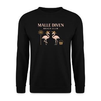 Malle Diven Beach Club Flamingo Mallorca Party - Unisex Sweatshirt - black - Front - Alina (178cm) & Michal (187cm)
