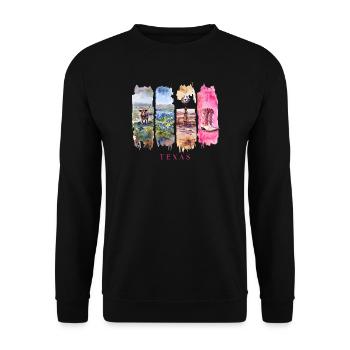 Voyage au Texas – Longhorn & Cowboy Spirit - Sweat-shirt Unisexe - noir - Devant - Alina (178cm) & Michal (187cm)