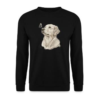 Golden Retriever avec motif papillon - Sweat-shirt Unisexe - noir - Devant - Alina (178cm) & Michal (187cm)