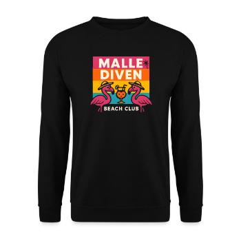 Malle Diven Beach Club Flamingo Mallorca Party  - Unisex Pullover - Schwarz - Vorne - Alina (178cm) & Michal (187cm)