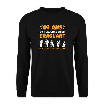 49 Ans Toujours Aussi Craquant Humour Crac - Sweat-shirt Unisexe - noir - Devant - Alina (178cm) & Michal (187cm)