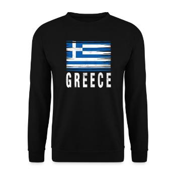 Pinselstrich Flagge Griechenland - Unisex Pullover - Schwarz - Vorne - Alina (178cm) & Michal (187cm)