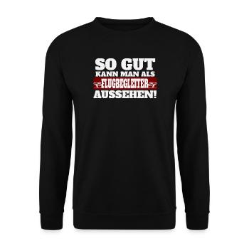 So gut kann man als flugbegleiter aussehen - Unisex Pullover - Schwarz - Vorne - Alina (178cm) & Michal (187cm)
