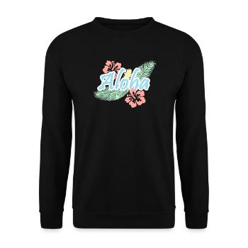 Aloha-tropische Sommerblumen - Unisex Pullover - Schwarz - Vorne - Alina (178cm) & Michal (187cm)