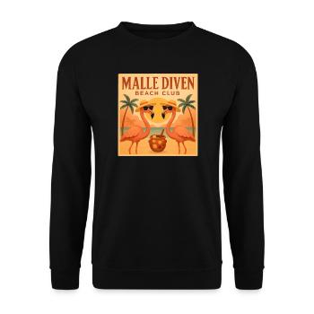 Malle Diven Beach Club Flamingo Mallorca Party - Unisex Sweatshirt - black - Front - Alina (178cm) & Michal (187cm)