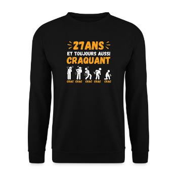 27 Jahre alt, immer noch als niedlicher Humor-Crack - Unisex Pullover - Schwarz - Vorne - Alina (178cm) & Michal (187cm)