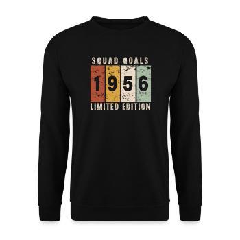anniversaire 1956 - 70 ans - Sweat-shirt Unisexe - noir - Devant - Alina (178cm) & Michal (187cm)