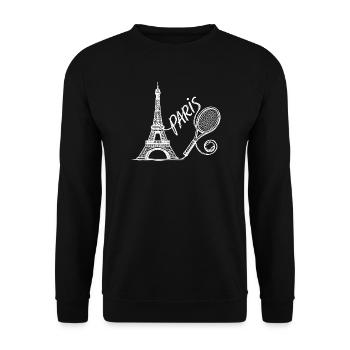 Paris Tennis Tournament Shirt, Retro Tennis Fashion - Unisex Sweatshirt - black - Front - Alina (178cm) & Michal (187cm)