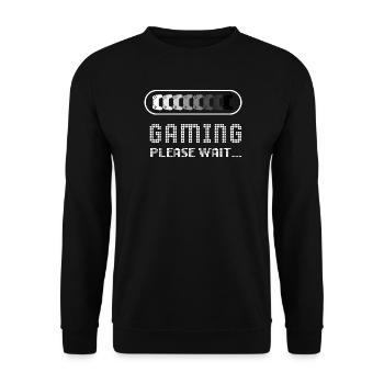 Gaming Please Wait – Funny Gamer Loading Tee - Sweat-shirt Unisexe - noir - Devant - Alina (178cm) & Michal (187cm)