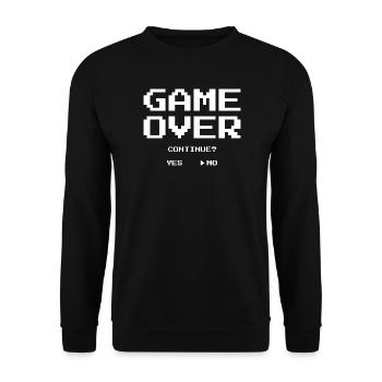 Game Over Continue? Yes No – Funny Gamer Tee - Sweat-shirt Unisexe - noir - Devant - Alina (178cm) & Michal (187cm)