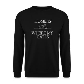 Zuhause ist, wo meine Katze ist - Unisex Pullover - Schwarz - Vorne - Alina (178cm) & Michal (187cm)