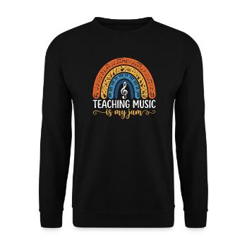 Musik unterrichten ist mein Ding – Retro Boho Rainbow - Unisex Pullover - Schwarz - Vorne - Alina (178cm) & Michal (187cm)