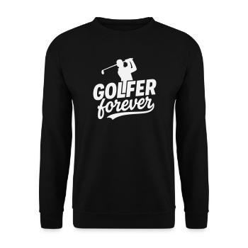 Golfer Forever logo motif - Unisex Sweatshirt - black - Front - Alina (178cm) & Michal (187cm)