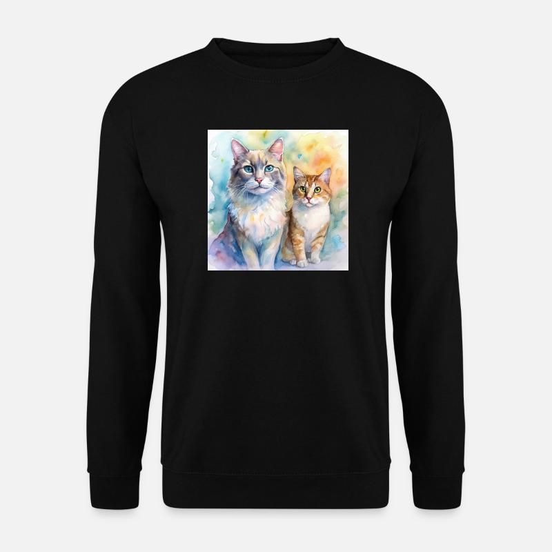Aquarell-Katzen-Porträt - Unisex Pullover - Schwarz