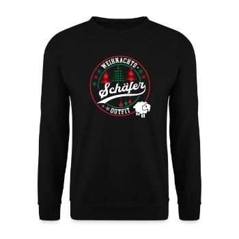 Schäfer Weihnachten Schäferei Schaf Hirte Tierwirt - Unisex Pullover - Schwarz - Vorne - Alina (178cm) & Michal (187cm)
