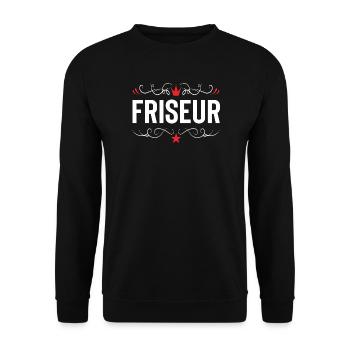 Friseur Beruf - Unisex Pullover - Schwarz - Vorne - Alina (178cm) & Michal (187cm)