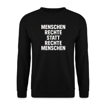 Menschenrechte Statt Rechte Menschen Protest - Unisex Pullover - Schwarz - Vorne - Alina (178cm) & Michal (187cm)