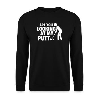 Schaust du mir meinen Putt-Golf-Humor an - Unisex Pullover - Schwarz - Vorne - Alina (178cm) & Michal (187cm)