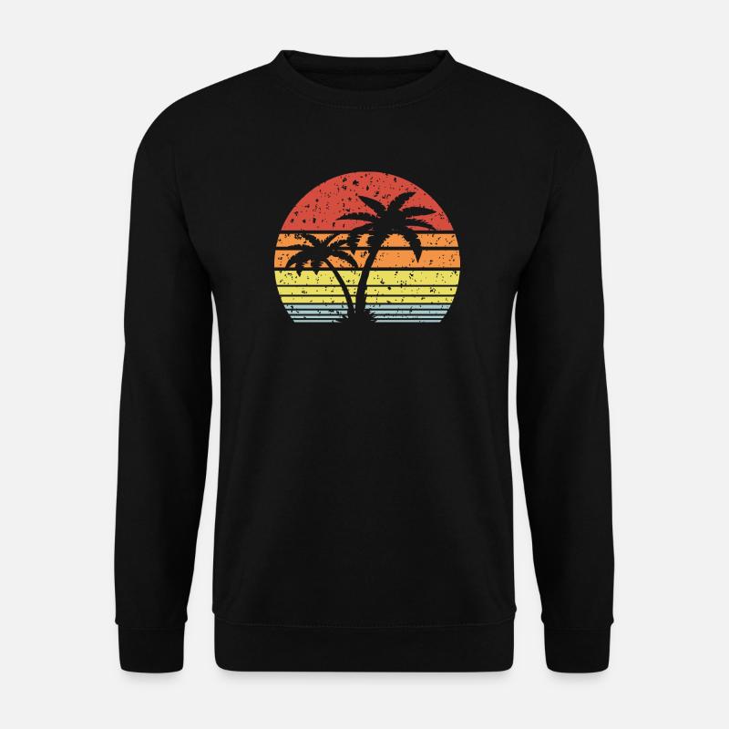 Palm Tree Retro Sun - Unisex Sweatshirt - black