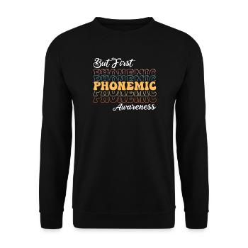 Phonemische Bewusstheit zuerst - Unisex Pullover - Schwarz - Vorne - Alina (178cm) & Michal (187cm)