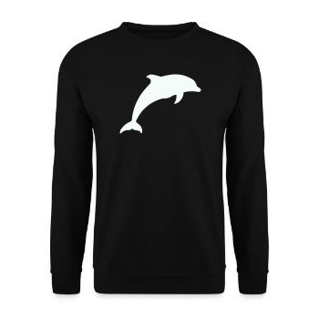 Glowing Dolphin Silhouette - Unisex Sweatshirt - black - Front - Alina (178cm) & Michal (187cm)