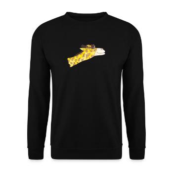 Giraffe im Fahrtwind - Unisex Pullover - Schwarz - Vorne - Alina (178cm) & Michal (187cm)
