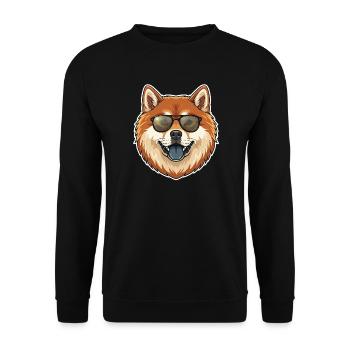Lustiger Hund - Unisex Pullover - Schwarz - Vorne - Alina (178cm) & Michal (187cm)