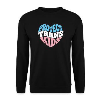 Pride Month LGBT – Schütze trans Kinder - Unisex Pullover - Schwarz - Vorne - Alina (178cm) & Michal (187cm)