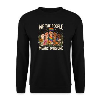 Pride-Monat LGBTQ – Wir, das Volk, bedeuten alle. - Unisex Pullover - Schwarz - Vorne - Alina (178cm) & Michal (187cm)