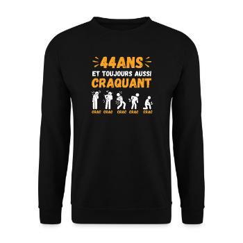 44 Ans Toujours Aussi Craquant Humour Crac - Sweat-shirt Unisexe - noir - Devant - Alina (178cm) & Michal (187cm)