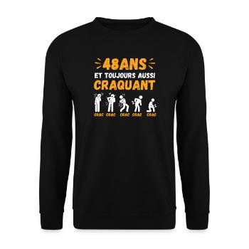 47 Ans Toujours Aussi Craquant Humour Crac - Sweat-shirt Unisexe - noir - Devant - Alina (178cm) & Michal (187cm)