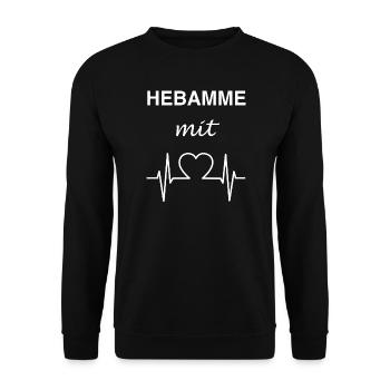 Hebamme mit Herz - Unisex Pullover - Schwarz - Vorne - Alina (178cm) & Michal (187cm)