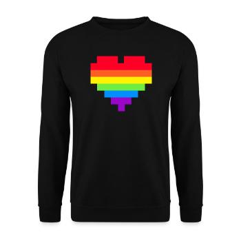 Pixel Herz Regenbogenfahne - Unisex Pullover - Schwarz - Vorne - Alina (178cm) & Michal (187cm)