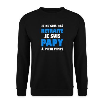 je ne suis pas retraité je suis papy à plein temps - Sweat-shirt Unisexe - noir - Devant - Alina (178cm) & Michal (187cm)