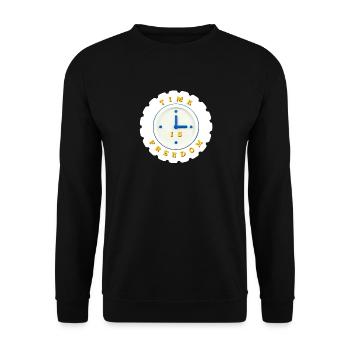 Zeit ist Freiheit - Unisex Pullover - Schwarz - Vorne - Alina (178cm) & Michal (187cm)