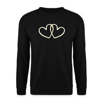 Dessin au trait de deux cœurs entrelacés - Sweat-shirt Unisexe - noir - Devant - Alina (178cm) & Michal (187cm)