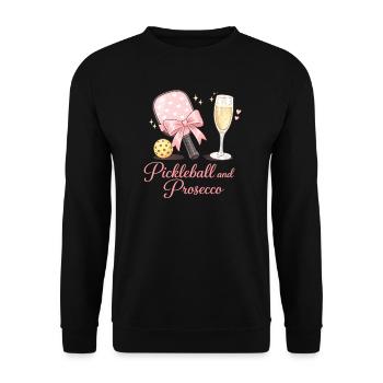 Pickleball und Prosecco Flair - Unisex Pullover - Schwarz - Vorne - Alina (178cm) & Michal (187cm)