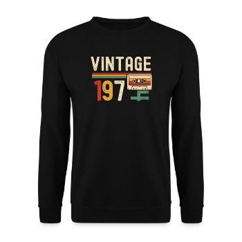 VINTAGE 1970 Cassette Bandes - Sweat-shirt Unisexe - noir - Devant - Alina (178cm) & Michal (187cm)