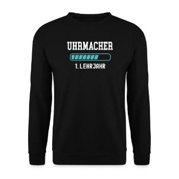 Uhrmacher Ausbildung 1 Lehrjahr 1. Ausbildungsjahr - Unisex Pullover - Schwarz - Vorne - Alina (178cm) & Michal (187cm)