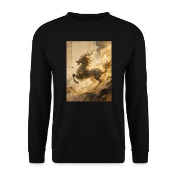 L'Aube de Jade : Qilin – Présage Sacré - Sweat-shirt Unisexe - noir - Devant - Alina (178cm) & Michal (187cm)